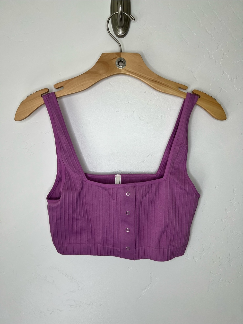 Anthropologie Purple Ribbed Snap-Front Crop Tank/ Bralette